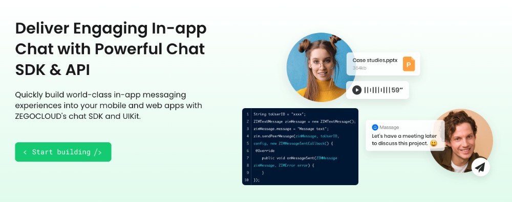 zegocloud  api for private messages app