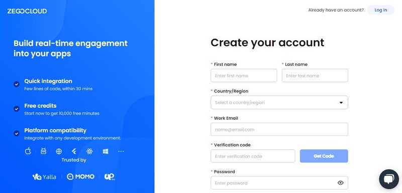 create an zegocloud account