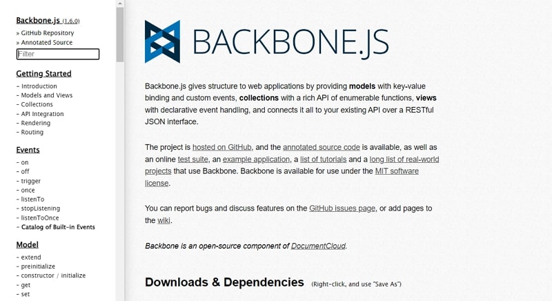 popular javascript frameworks - backbonejs