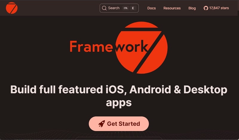 best mobile application development framework - framework7