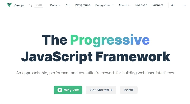 best web development framework - vuejs