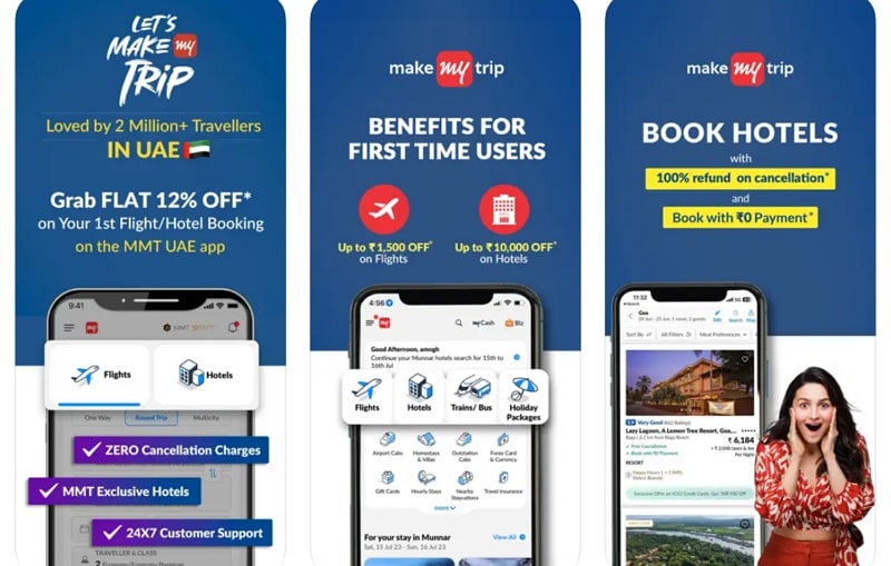 app for cheap hotels - make my trip