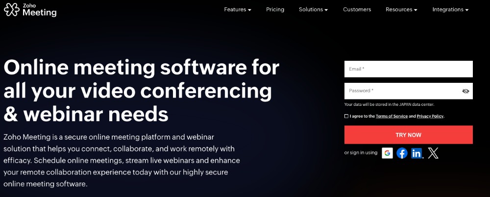 secure video conferencing platform -  zoho meeting