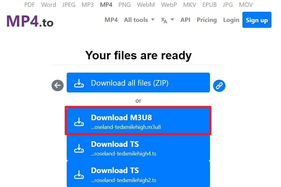 download the m3u8 file