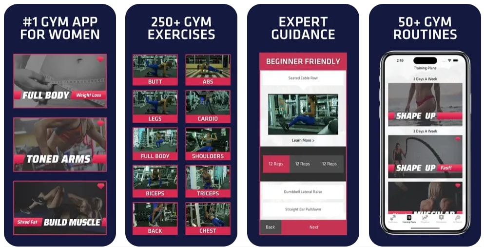 best app for weight training - gym workout planner for women