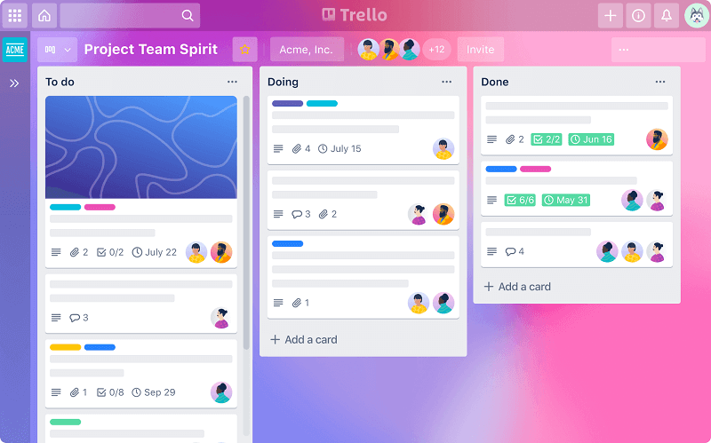 collaborative online workspace - trello