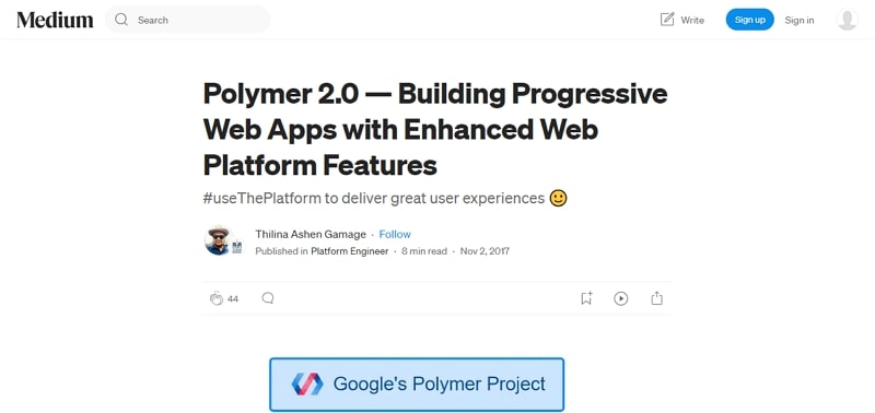 best progressive web app framework - polymer