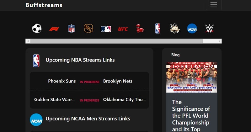 best sports streaming sites - buffstreams