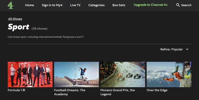 best free sports streaming sites - channel4