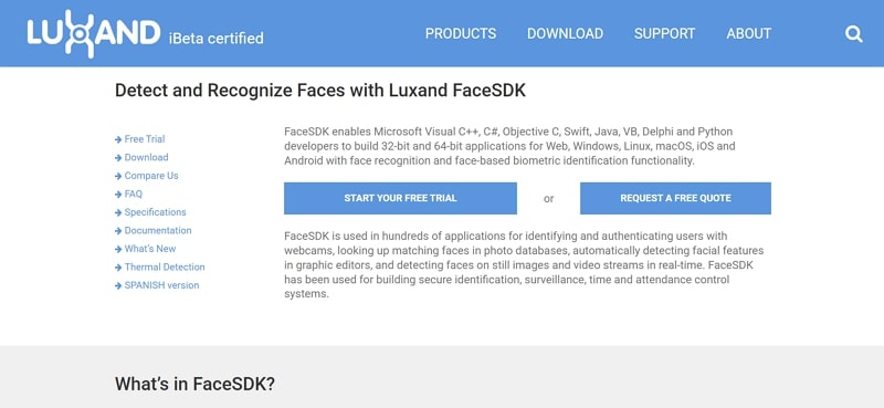 facial recognition - luxand