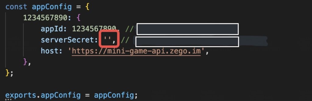 Fill in  the required serverSecret for mini game service