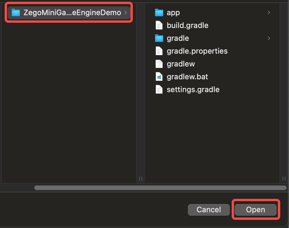 Open the Android sample project with Android Studio