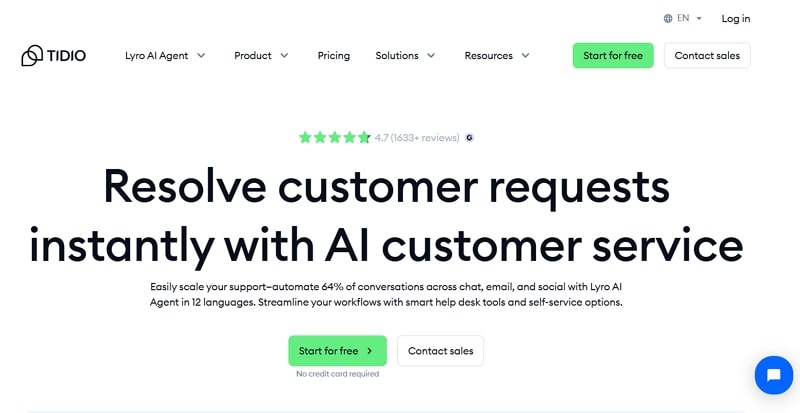 best ai sales agent - tidio ai