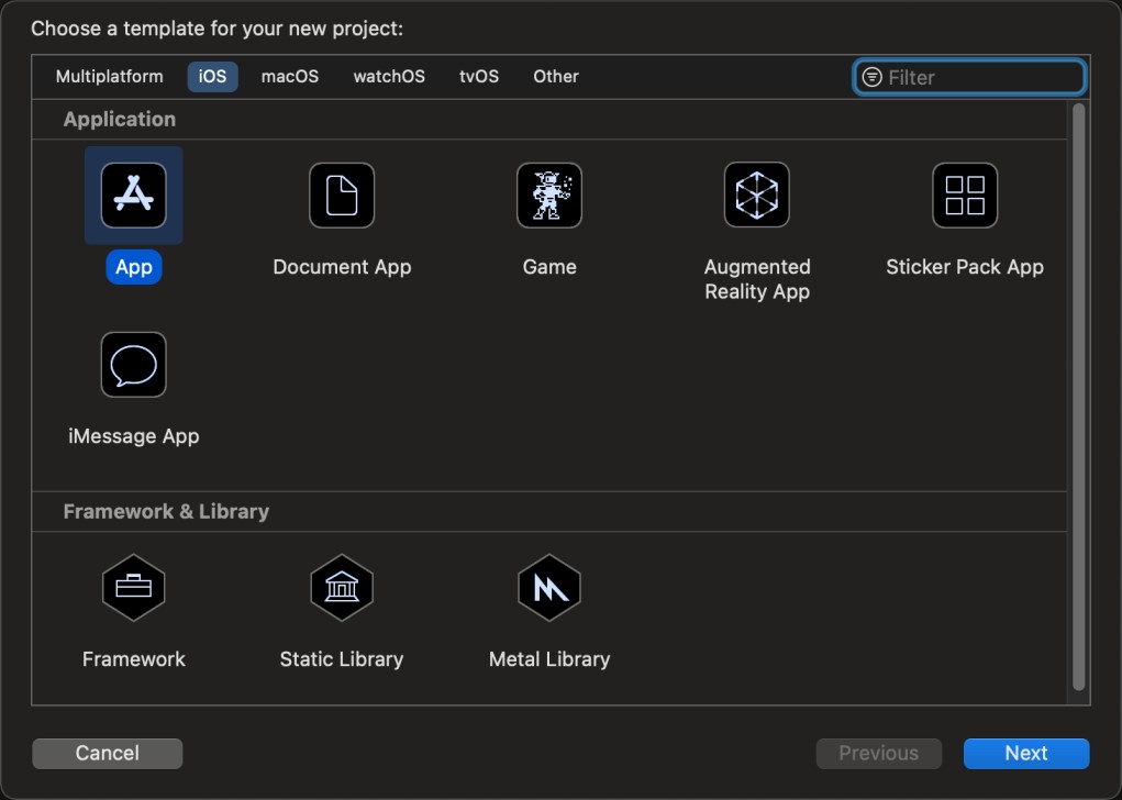 choose a template for project