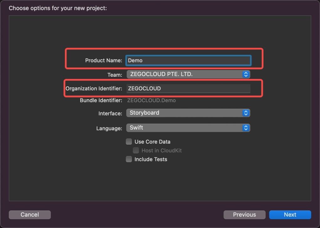 fill in your project details