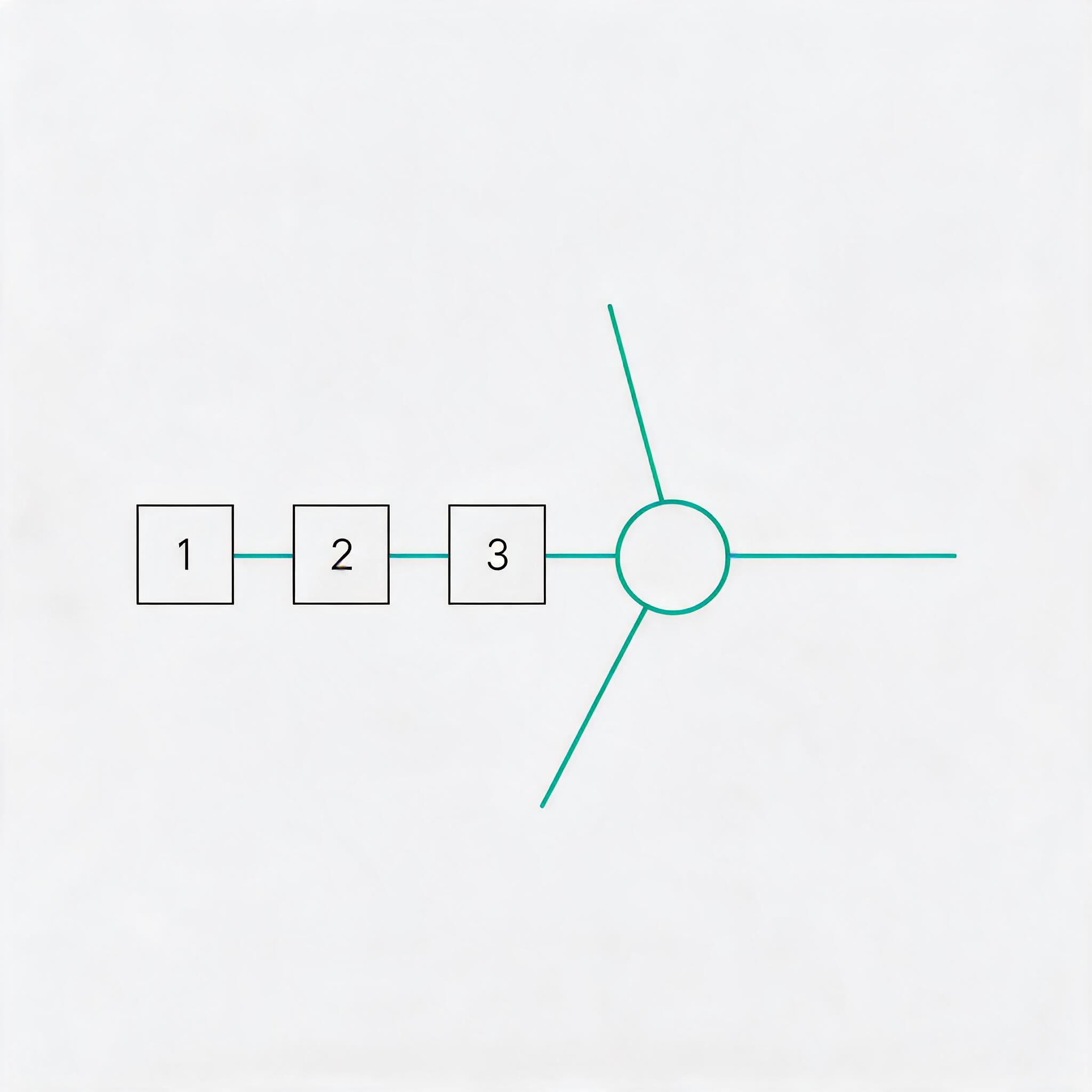 Minimalist line art of connected blocks assembling into a hub-and-channel structure, illustrating building a community chat feature with ZIM