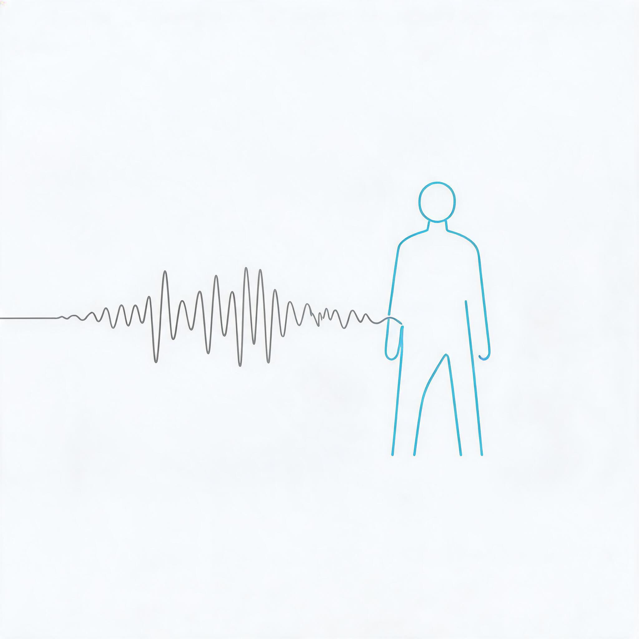 Abstract line art of a voice waveform flowing into a geometric human outline, representing a cloned voice becoming a conversational AI agent's identity.